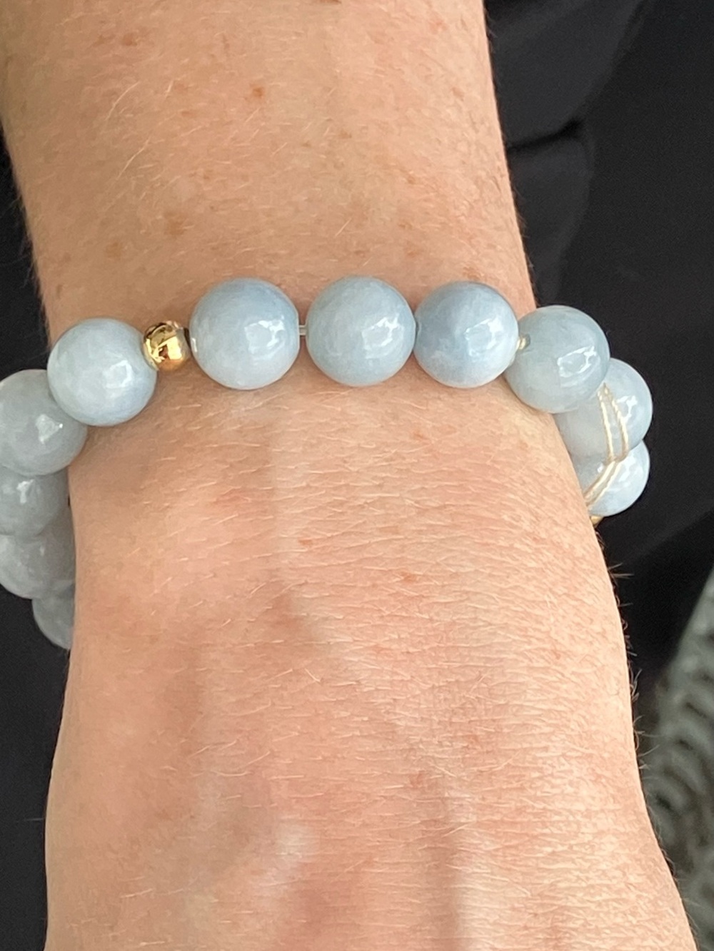 ANGELITE STONES BEAUTIFUL LIGHT BLUE WITH GOLD HEART AND SPACERS - Picture 8 of 13